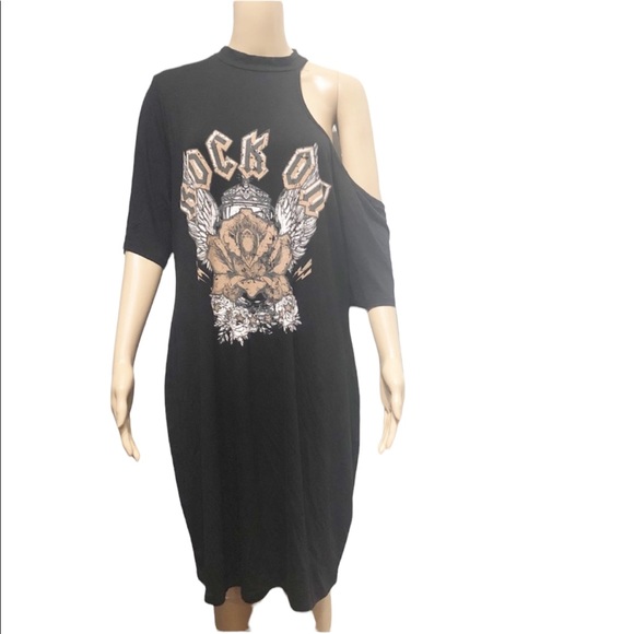 FTF Rock on flows dress size 1X off the shoulder super cute - Picture 1 of 3